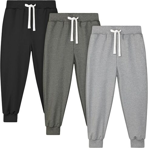 Resinta 3 Pack Toddler Boys Sweatpants Kids Active Jogger Pants Boys Disual Athletic Pantic On Pants مع جيوب الرباط in Saudi Arabia