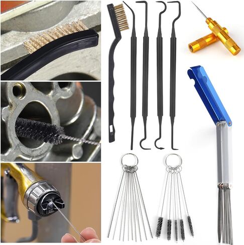 مجموعة Carburetor Cleaning ، تشمل فرشاة رأس واحدة واحدة 23 إبر 5 فرش نايلون 1 مكشطة و 4 خطافات تنظيف للدراجة النارية ATV chainsaw in Saudi Arabia