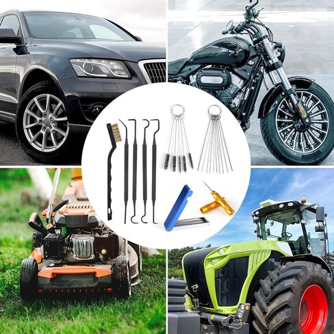 مجموعة Carburetor Cleaning ، تشمل فرشاة رأس واحدة واحدة 23 إبر 5 فرش نايلون 1 مكشطة و 4 خطافات تنظيف للدراجة النارية ATV chainsaw in Saudi Arabia
