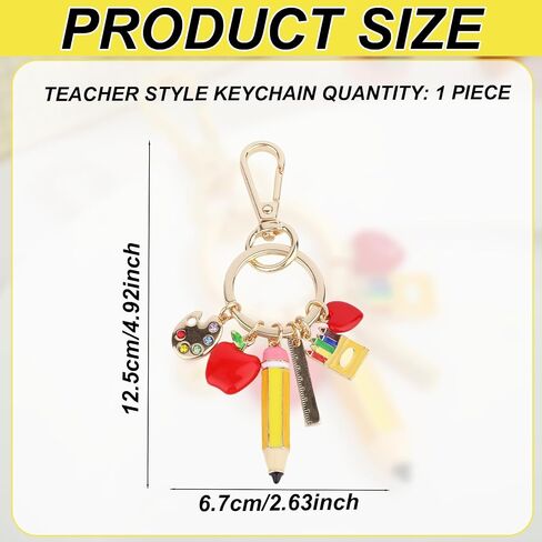سلسلة مفاتيح المعلم ، سبيكة زنك ملونة لطيف Apple Pencil Pencil Pencil Apple Key Chain Bag Bag bag charm keyring stuff stuff for regiration key ring gifts womens in Kuwait