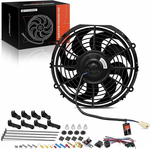 A-Premium 10 '' 10 بوصة مروحة الرادياتير الكهربائية 900 متر مكعب/ساعة ، 12 فولت 80W مع طقم ترحيل مفتاح الأسلاك الترموستات in Kuwait