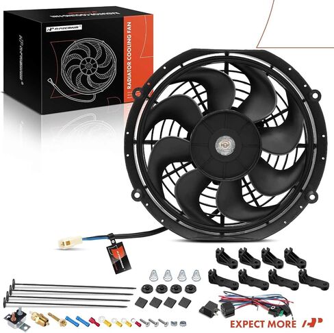 A-Premium 10 '' 10 بوصة مروحة الرادياتير الكهربائية 900 متر مكعب/ساعة ، 12 فولت 80W مع طقم ترحيل مفتاح الأسلاك الترموستات in Kuwait