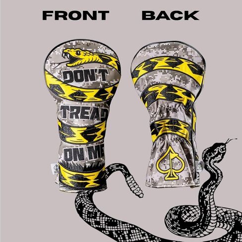 Pins & Aces Golf Co. غطاء رأس ممتاز Don't Tread On Me - جلد عالي الجودة، غطاء رأس مصنوع يدويًا - قم بتصميم حقيبة الجولف الخاصة بك وتخصيصها - تصميم كلاسيكي مستوحى من الرحلات الأمريكية والوطنية in Saudi Arabia
