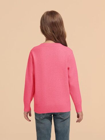 Haloumoning Girls Sweaters Kids Crewneck Long Sleeve Pleated Knit Pullover Sweater Fall Fashion Clothes 5-14 Years in Saudi Arabia
