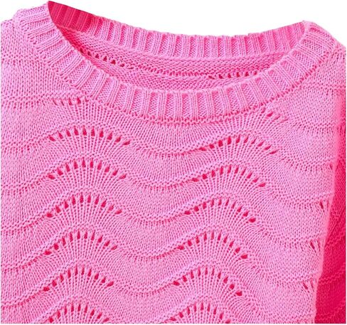 Soly Hux Girl's Crochet Hollow Out Sweater Crew Crew Neck Long Sleeve Pullover Tops in Saudi Arabia