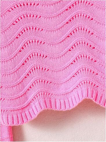 Soly Hux Girl's Crochet Hollow Out Sweater Crew Crew Neck Long Sleeve Pullover Tops in Saudi Arabia