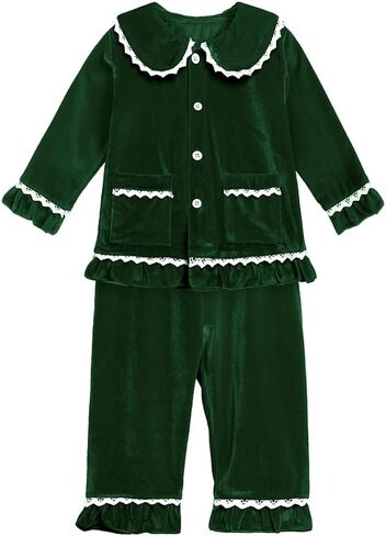 MyGBCPJS Kids Winter Pajamas PJS مجموعة الأولاد الفتيات 2 قطعة مخملية طويلة الأكمام أعلى + سروال ناع in Kuwait