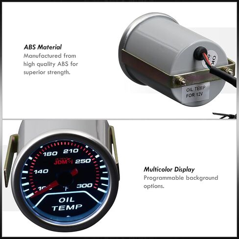 AJP Distributors Performance Racing Universal JDM Sport Smoke Tint Analog Needle 2" INCH 52MM Oil Temperature Meter Gauge 100-300°F Degrees Fahrenheit Electric LED Multicolor Display Monitor Upgrade in Saudi Arabia