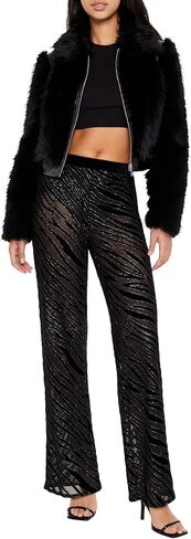 Forever 21 Womens Cheer Sequin Zebra Flare Pants in Saudi Arabia
