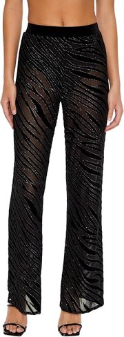 Forever 21 Womens Cheer Sequin Zebra Flare Pants in Saudi Arabia
