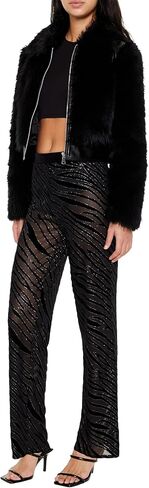 Forever 21 Womens Cheer Sequin Zebra Flare Pants in Saudi Arabia