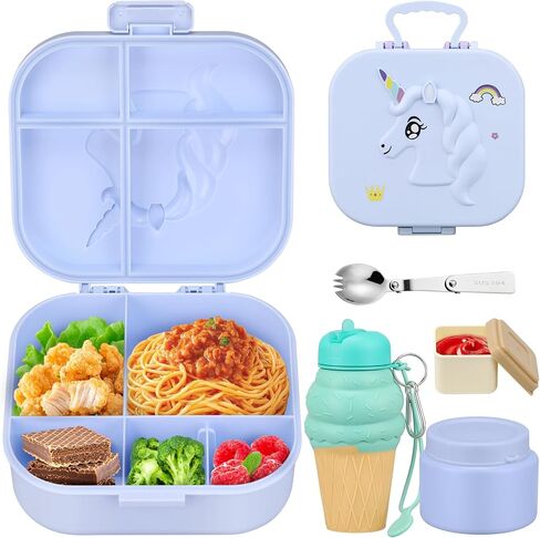 Kids Lunch Box Set -12oz Insulated Food Jar, Thermal Bag,Leakproof Lunch Food Containers Cutlery (BPA Free)-Gift for Girls/Boys Age 3-10 (Pink) in Saudi Arabia