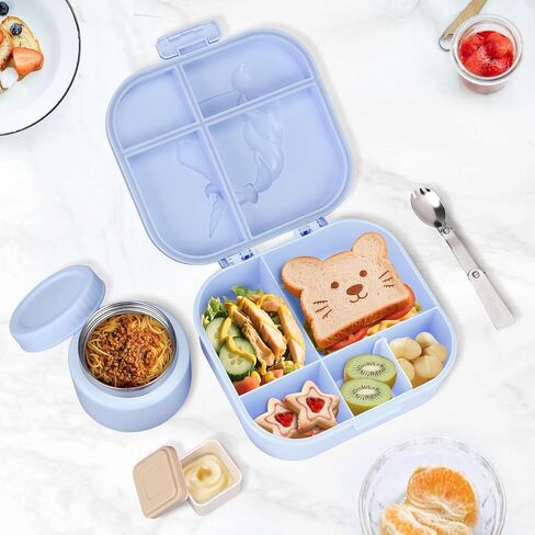 Kids Lunch Box Set -12oz Insulated Food Jar, Thermal Bag,Leakproof Lunch Food Containers Cutlery (BPA Free)-Gift for Girls/Boys Age 3-10 (Pink) in Saudi Arabia