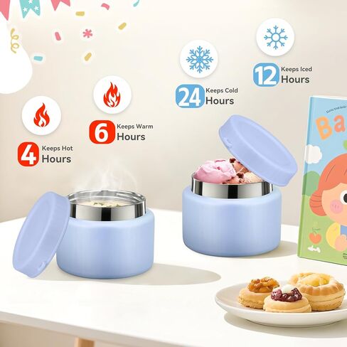 Kids Lunch Box Set -12oz Insulated Food Jar, Thermal Bag,Leakproof Lunch Food Containers Cutlery (BPA Free)-Gift for Girls/Boys Age 3-10 (Pink) in Saudi Arabia