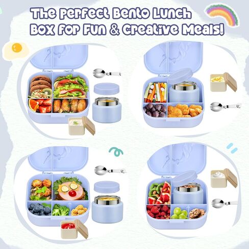 Kids Lunch Box Set -12oz Insulated Food Jar, Thermal Bag,Leakproof Lunch Food Containers Cutlery (BPA Free)-Gift for Girls/Boys Age 3-10 (Pink) in Saudi Arabia