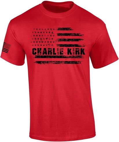 Trenz Shirt Company Men's Graphic Thirt - Charlie Kirk USA Flag Design Design Design Short in Kuwait