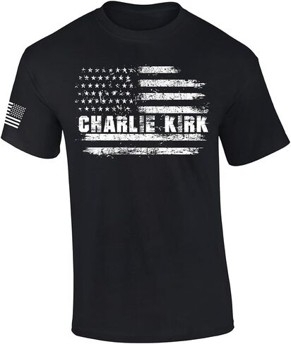 Trenz Shirt Company Men's Graphic Thirt - Charlie Kirk USA Flag Design Design Design Short in Kuwait