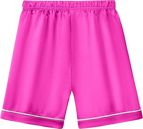 LQSZ Girls Pajamas Set Satin 2PCS Sleepwear 3-10 Years Kids Silky Button-Down Shorts Set in Kuwait