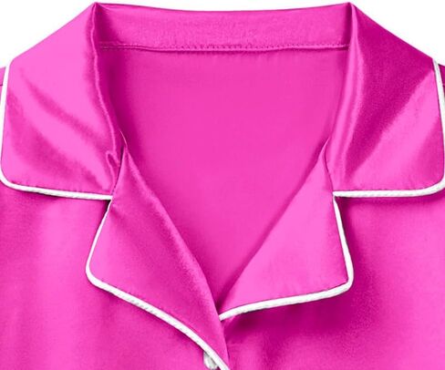 LQSZ Girls Pajamas Set Satin 2PCS Sleepwear 3-10 Years Kids Silky Button-Down Shorts Set in Kuwait