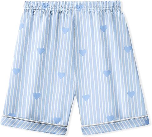 LQSZ Girls Pajamas Set Satin 2PCS Sleepwear 3-10 Years Kids Silky Button-Down Shorts Set in Kuwait
