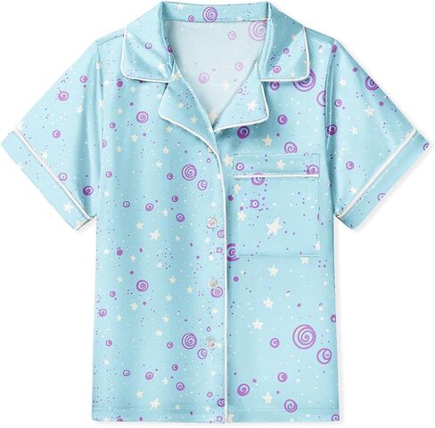 LQSZ Girls Pajamas Set Satin 2PCS Sleepwear 3-10 Years Kids Silky Button-Down Shorts Set in Saudi Arabia