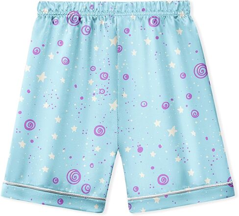 LQSZ Girls Pajamas Set Satin 2PCS Sleepwear 3-10 Years Kids Silky Button-Down Shorts Set in Saudi Arabia