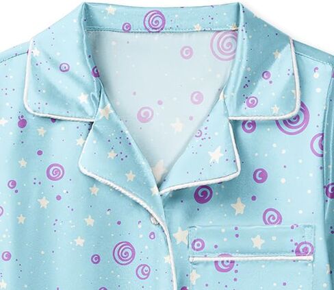 LQSZ Girls Pajamas Set Satin 2PCS Sleepwear 3-10 Years Kids Silky Button-Down Shorts Set in Saudi Arabia
