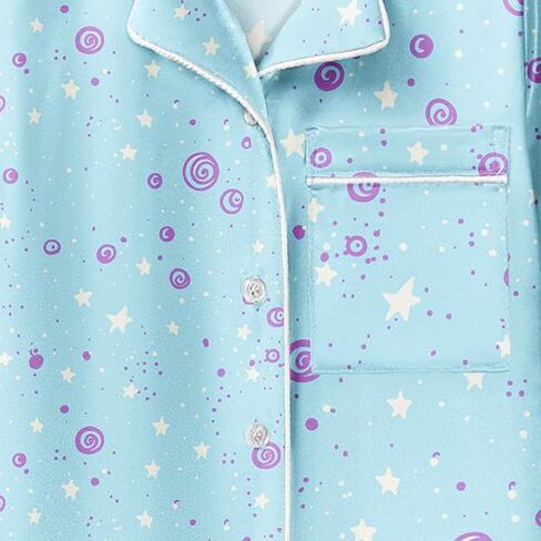 LQSZ Girls Pajamas Set Satin 2PCS Sleepwear 3-10 Years Kids Silky Button-Down Shorts Set in Saudi Arabia