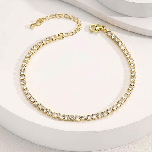 14K Gold Anklets for Women Waterproof Rhinestone Ankle Bracelet Layered Cuban Link Chain Diamond Anklet Beach Jewelry for Women in Kuwait