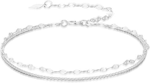 Sisgem Real 14k Gold Gold Wheat و Link Chain بطبقات الطبقات للنساء ، أساور الكاحل الذهبية البالغة 14 كيلو بايت لها ، 9.4-11 بوصة in Saudi Arabia