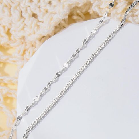 Sisgem Real 14k Gold Gold Wheat و Link Chain بطبقات الطبقات للنساء ، أساور الكاحل الذهبية البالغة 14 كيلو بايت لها ، 9.4-11 بوصة in Saudi Arabia
