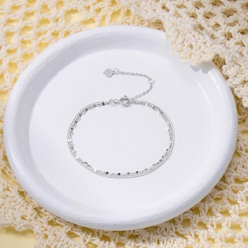 Sisgem Real 14k Gold Gold Wheat و Link Chain بطبقات الطبقات للنساء ، أساور الكاحل الذهبية البالغة 14 كيلو بايت لها ، 9.4-11 بوصة in Saudi Arabia