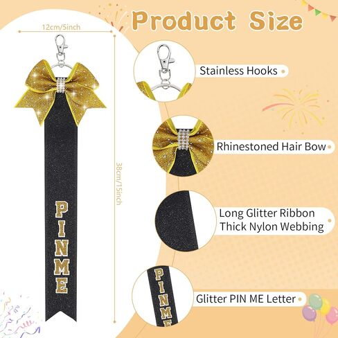 CN 2PCS Glitter Cheerleader Keychain Cheer Gifts Bow Holder，Cheer Pin Strap Pin Me Ribbon for Backpack Bags in Saudi Arabia