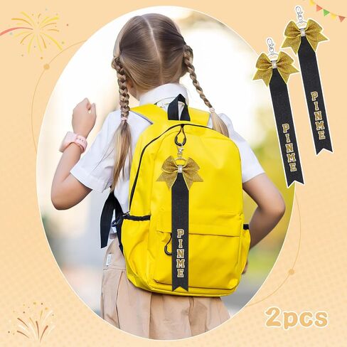 CN 2PCS Glitter Cheerleader Keychain Cheer Gifts Bow Holder，Cheer Pin Strap Pin Me Ribbon for Backpack Bags in Saudi Arabia
