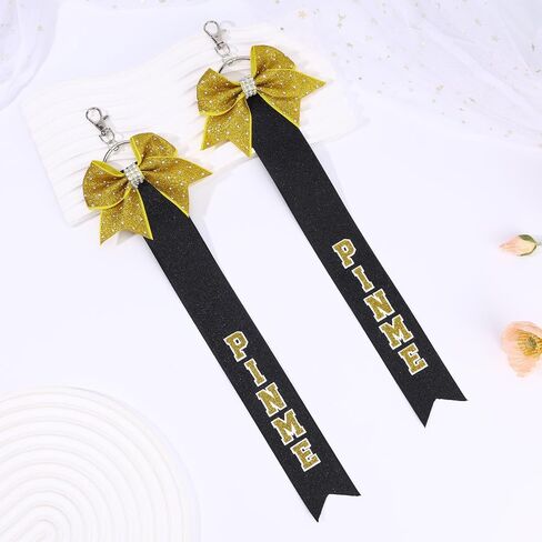 CN 2PCS Glitter Cheerleader Keychain Cheer Gifts Bow Holder，Cheer Pin Strap Pin Me Ribbon for Backpack Bags in Saudi Arabia
