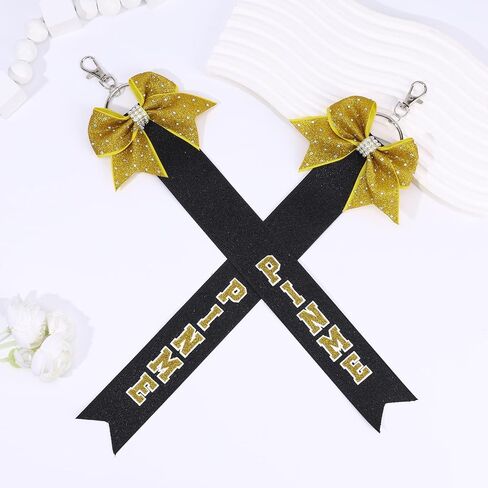 CN 2PCS Glitter Cheerleader Keychain Cheer Gifts Bow Holder，Cheer Pin Strap Pin Me Ribbon for Backpack Bags in Saudi Arabia