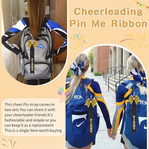 CN 2PCS Glitter Cheerleader Keychain Cheer Gifts Bow Holder，Cheer Pin Strap Pin Me Ribbon for Backpack Bags in Saudi Arabia