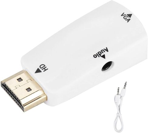 محول محول Sonew HD 1080P أنثى إلى VGA أنثى مع كابل إخراج صوت 3.5 مم للكمبيوتر/الكمبيوتر المحمول/DVD/سطح المكتب/اللوحة المسطحة/STB الرقمي/المشغل (أبيض) in Kuwait