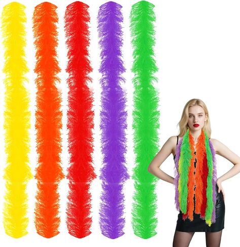 5 PCS Feather Boas 5ft Boas Boas Colorful Feather Boas مجموعة للنساء أزياء عيد ميلاد عيد ميلاد هالوين in Saudi Arabia