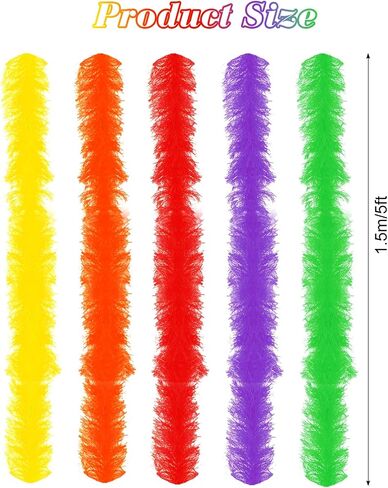 5 PCS Feather Boas 5ft Boas Boas Colorful Feather Boas مجموعة للنساء أزياء عيد ميلاد عيد ميلاد هالوين in Saudi Arabia