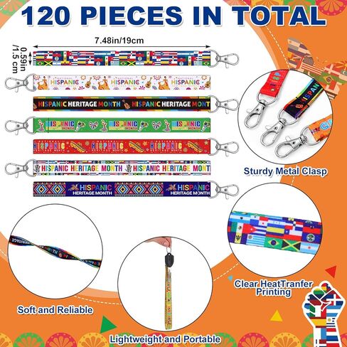 Sureio 120 PCS Hispanic Heritage Lanyard Keychains Homps Bulk Epanish Language Contran in Saudi Arabia