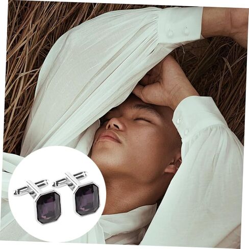 1pair Stylish Rhinestone Cufflinks for Dress Shirts Elegant Sleeve Buttons for Tuxedo Formal Occasions Comfortable Fit Unique Design for Weddings and Parties in Kuwait