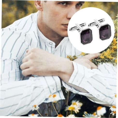 1pair Stylish Rhinestone Cufflinks for Dress Shirts Elegant Sleeve Buttons for Tuxedo Formal Occasions Comfortable Fit Unique Design for Weddings and Parties in Kuwait
