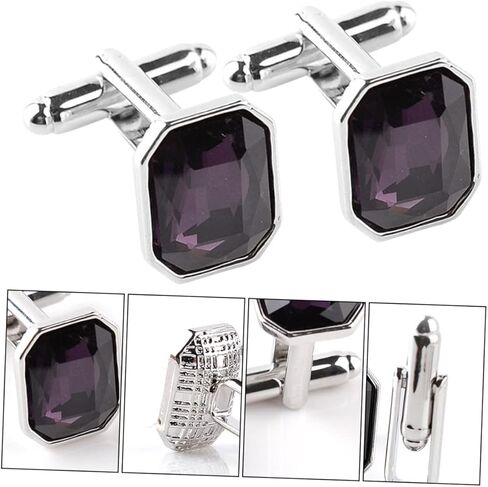 1pair Stylish Rhinestone Cufflinks for Dress Shirts Elegant Sleeve Buttons for Tuxedo Formal Occasions Comfortable Fit Unique Design for Weddings and Parties in Kuwait