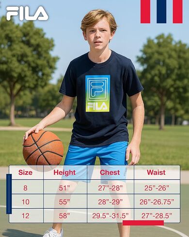 Fila Boys Athletic Shorts - Mesh Fleece شورت كرة السلة للأولاد مع الرباطين والجيوب الجانبية (الأحجام: 10-20) in Saudi Arabia