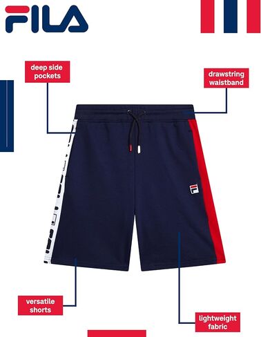 Fila Boys Athletic Shorts - Mesh Fleece شورت كرة السلة للأولاد مع الرباطين والجيوب الجانبية (الأحجام: 10-20) in Saudi Arabia