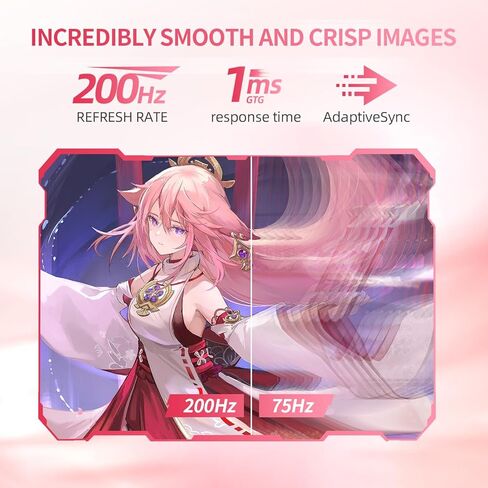 Pink Computer Monitor, 27 inch 1080p 165Hz (Supports 144Hz) Kawaii Gaming Monitor, VA Panel 1500R Curved PC Monitor, AMD Free-Sync, Built-in Speaker, Tilt Adjustment, HDMI, DisplayPort, R27FP in Kuwait