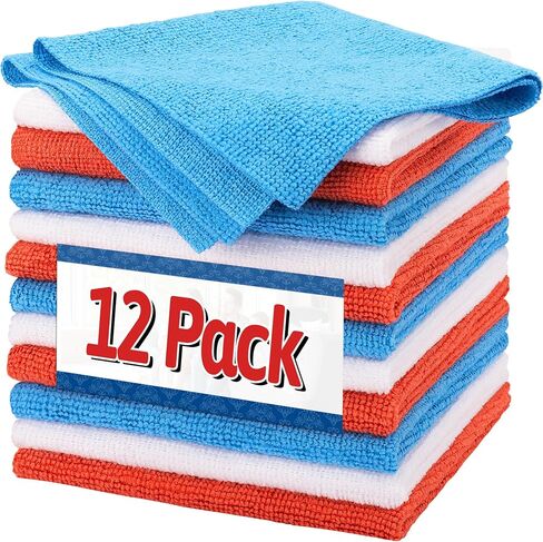 FIXSMITH White Microfiber Cleaning Cloth, Pack of 50, 16"X12" Cleaning Rags for Housekeeping and Kitchen, Reusable Shop Towels for Car, Lint Free, Scratch-Free, Highly Absorbent Microfiber Towels in Kuwait
