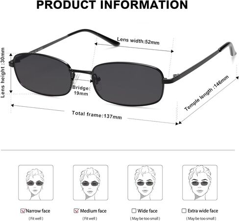 SOJOS Trendy Small Y2k Rectangle Sunglasses Womens Mens, Retro Narrow Chic Thin Skinny Sunnies SJ1187 in Saudi Arabia
