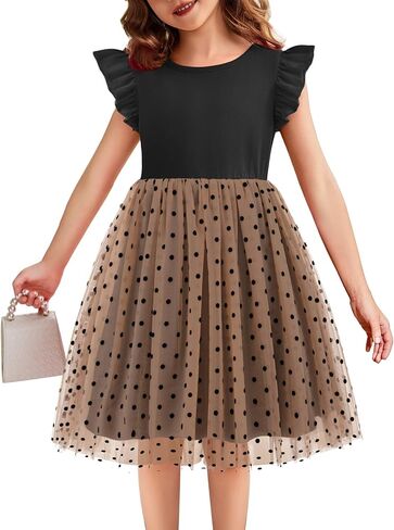 Flypigs Toddler Tutu Dress Girls Ruffle Tulle Dresses Cute Summer Party Princess Sundress for 2-7Y in Saudi Arabia